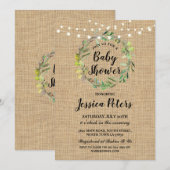 Rustieke Baby shower Burlap Green Krans Uitnodigen Kaart (Voorkant / Achterkant)