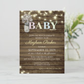 Rustieke baby shower houten letters en baby's adem kaart (Staand voorkant)