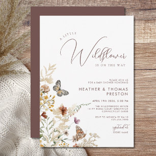 Rustieke Baby Shower met een Wilde Bloem Kaart