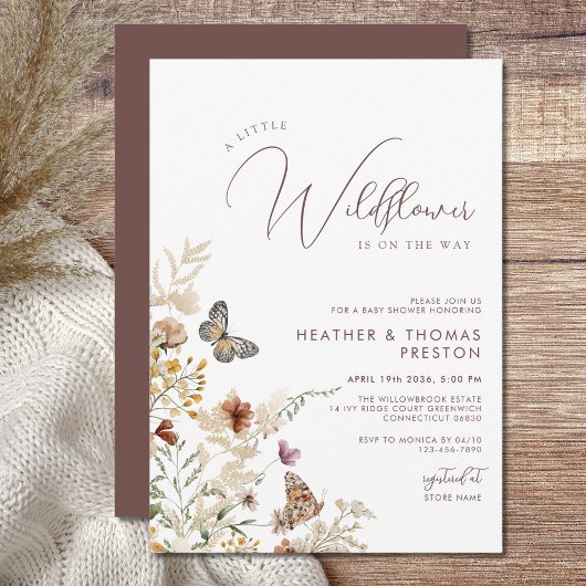 Rustieke Baby Shower met een Wilde Bloem Kaart