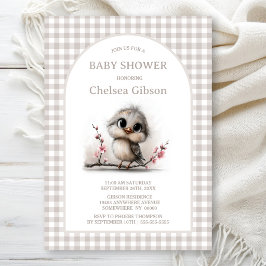 Rustieke baby shower met vogels kaart