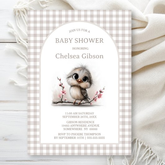 Rustieke baby shower met vogels kaart