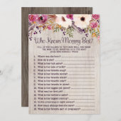 Rustieke baby shower spel Wie kent mama het beste Kaart (Voorkant / Achterkant)
