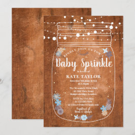 Rustieke baby sprinkle metson jar kerstverlichting kaart