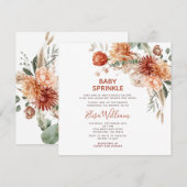 Rustieke Baby Sprinkle Sinaasappel Wildflower Baby Kaart (Voorkant / Achterkant)