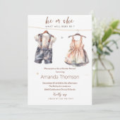 Rustieke babykleding onthult geslacht kaart (Staand voorkant)