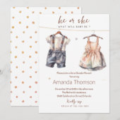 Rustieke babykleding onthult geslacht kaart (Voorkant / Achterkant)