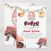 Rustieke BabyQ Rode Clothesline BBQ Baby shower Kaart (Voorkant / Achterkant)