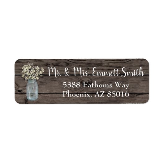 Rustieke baby's adem bloemenland  hout etiket (Voorkant)