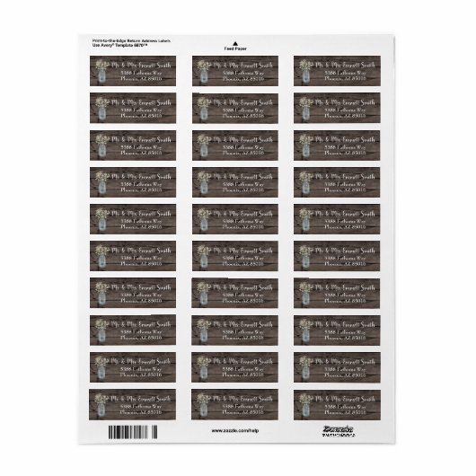 Rustieke baby's adem bloemenland  hout etiket (Full Sheet)