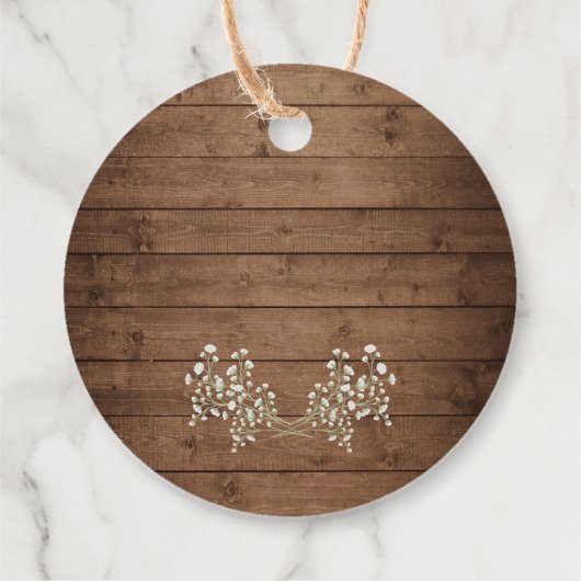 Rustieke baby's adem snoerlichten baby shower bedankjes labels (Achterkant)