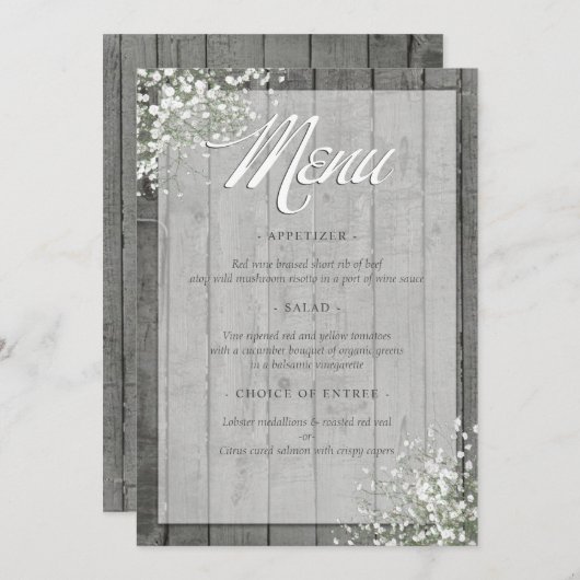 RUSTIEKE BABY'S ADEMMENU MENU (Voorkant / Achterkant)