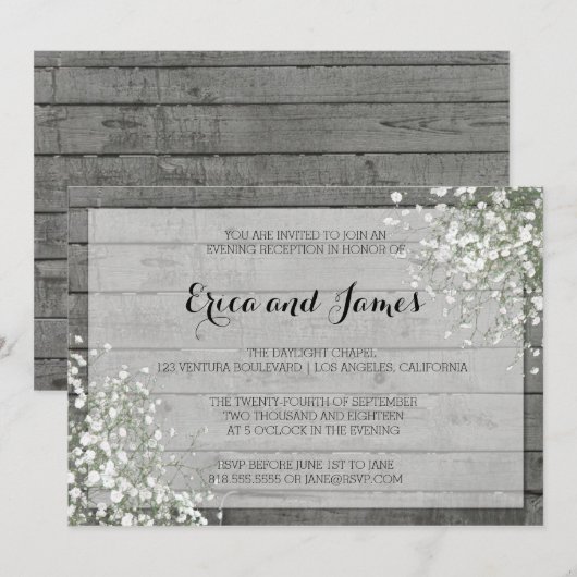 RUSTIEKE BABY'S AVONDUITNODIGING KAART (Voorkant / Achterkant)