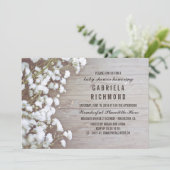 Rustieke Baby's Breath Barn Wood Baby shower Kaart (Staand voorkant)