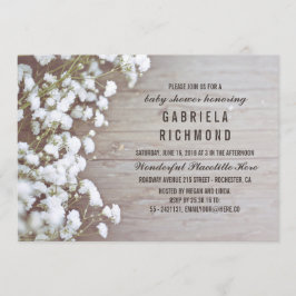 Rustieke Baby's Breath Barn Wood Baby shower Kaart