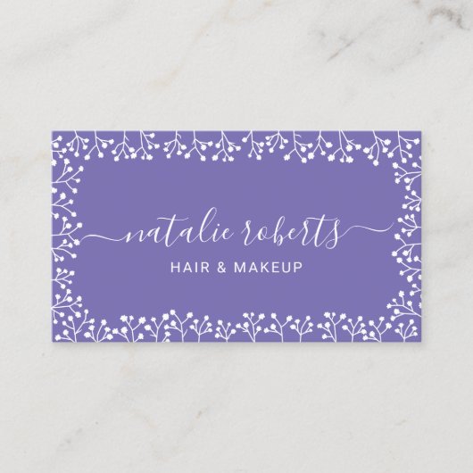 Rustieke Baby's Breath Bloemen Paarse Salon & Spa Visitekaartje (Voorkant)