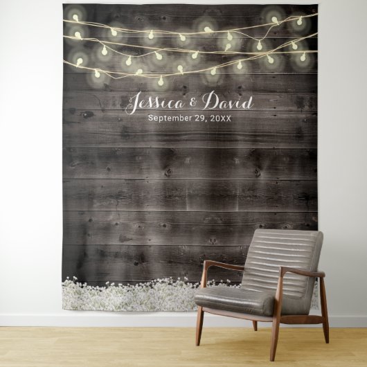 Rustieke Baby's Breath Bloemenschuur Trouwdecorati Wandkleed (In situ)