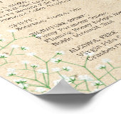 Rustieke Baby's Breath Bloemige Trouw Bar Menu Bor Poster (Hoek)