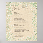 Rustieke Baby's Breath Bloemige Trouw Bar Menu Bor Poster (Voorkant)