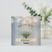 Rustieke Baby's Breath Bruidsmeisje Voorstelkaart Kaart (Staand voorkant)