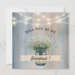 Rustieke Baby's Breath Bruidsmeisje Voorstelkaart Kaart