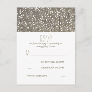 Rustieke Baby's Breath Country Bruiloft RSVP Uitnodiging Briefkaart