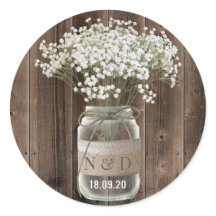 Rustieke Baby's Breath Floral Jar Wood Bruiloft