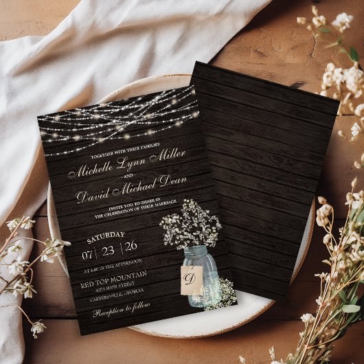 Rustieke Baby's Breath in een Mason Pot All-in-One Kaart