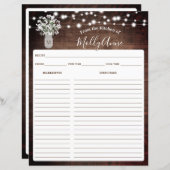 Rustieke Baby's Breath Jar Lights Receptenblad (Voorkant / Achterkant)