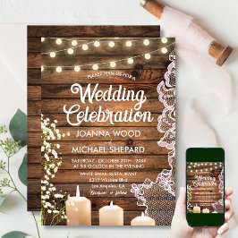 Rustieke Baby's Breath Kaarsverlichting & Kant Bru Kaart