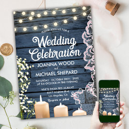 Rustieke Baby's Breath Kaarsverlichting & Kant Bru Kaart