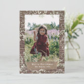 Rustieke Baby's Breath Kerstmis Foto gescheurd pap Feestdagenkaart (Staand voorkant)