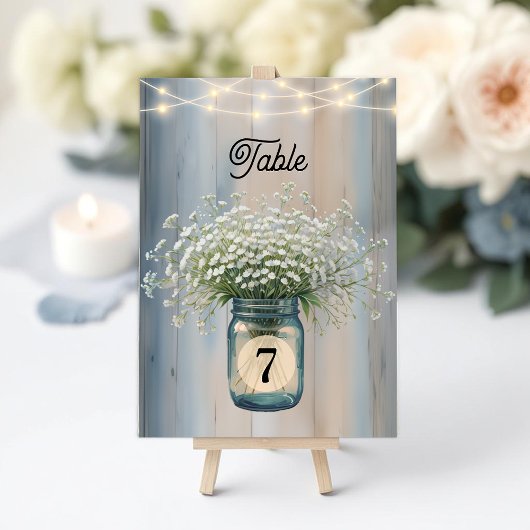 Rustieke Baby's Breath Landelijke Trouwtafel Numme Kaart