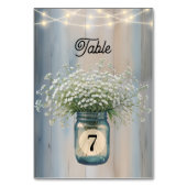 Rustieke Baby's Breath Landelijke Trouwtafel Numme Kaart (Voorkant)