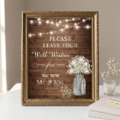Rustieke Baby's Breath Lichtjes Goed Wensen Bord Poster