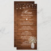 Rustieke Baby's Breath Lights Bruiloft Menu (Voorkant / Achterkant)