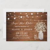 Rustieke Baby's Breath Lights Bruiloft Save The Da Save The Date (Voorkant)