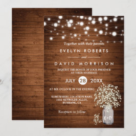 Rustieke Baby's Breath Lights Formele Bruiloft Kaart