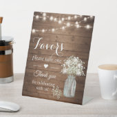 Rustieke Baby's Breath Lights Huwelijksgunsten Reclamebord Met Voetstuk (Insitu)