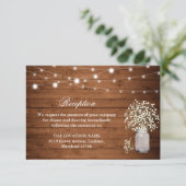 Rustieke Baby's Breath Lights Receptie Informatiekaartje (Staand voorkant)