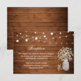 Rustieke Baby's Breath Lights Receptie Informatiekaartje