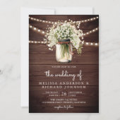 Rustieke Baby's Breath Mason Jar Alles in een brui Kaart (Voorkant)