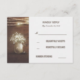 Rustieke Baby's Breath Mason Jar Bruiloft RSVP Kaa Kaartje
