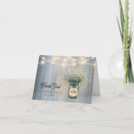 Rustieke Baby's Breath Mason Jar Huwelijks Dankjew Bedankkaart