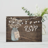 Rustieke Baby's Breath Mason Jar Lichten Trouwkaar Kaart (Staand voorkant)