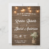 Rustieke Baby's Breath Mason Jar Trouw Uitnodiging (Voorkant)