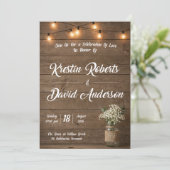 Rustieke Baby's Breath Mason Jar Trouw Uitnodiging (Staand voorkant)