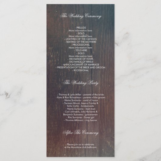 Rustieke Baby's Breath Mason Jar Wedding Programma Programmakaart (Achterkant)