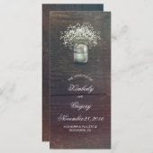Rustieke Baby's Breath Mason Jar Wedding Programma Programmakaart (Voorkant / Achterkant)