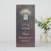 Rustieke Baby's Breath Mason Jar Wedding Programma Programmakaart (Staand voorkant)